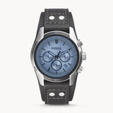 Buy Shop Fossil Coachman Chronograph Blue Dial Black Leather Strap Watch for Men - CH2564 USA Online