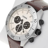 Buy Shop Fossil Retro Traveler Chronograph White Dial Brown Leather Strap Watch for Men - CH2886 USA Online