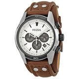Buy Shop Fossil Coachman Chronograph White Dial Brown Leather Strap Watch for Men - CH2890 USA Online