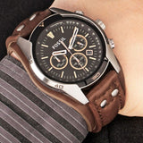 Buy Shop Fossil Coachman Chronograph Black Dial Brown Leather Strap Watch for Men - CH2891 USA Online