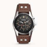 Fossil Coachman Chronograph Black Dial Brown Leather Strap Watch for Men - CH2891