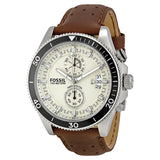 Fossil Wakefield Chronograph White Dial Brown Leather Strap Watch for Men - CH2943