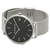 Coach Charles Black Dial Silver Mesh Bracelet Watch for Men - 14602144