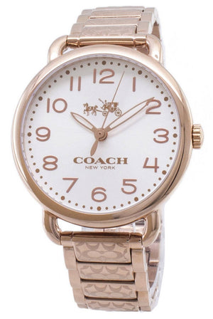 Buy Shop Coach Delancey White Dial Rose Gold Steel Strap Watch for Women - 14502497 USA Online