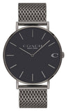 Coach Charles Black Dial Grey Mesh Bracelet Watch for Men - 14602145