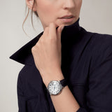 Buy Shop Cartier Ballon Bleu De Cartier Silver Dial Black Leather Strap Watch for Women - WSBB0030 USA Online