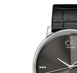 Calvin Klein Accent Black Dial Black Leather Strap Watch for Men - K2Y2X1CU