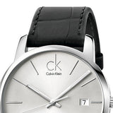 Buy Shop Calvin Klein City Date Silver Dial Black Leather Strap Watch for Men - K2G2G1C6 USA Online