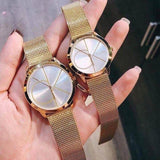 Buy Shop Calvin Klein Minimal Silver Dial Gold Mesh Bracelet Watch for Women - K3M22526 USA Online