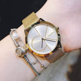 Buy Shop Calvin Klein Minimal White Dial Gold Mesh Bracelet Watch for Men - K3M21526 USA Online
