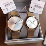 Buy Shop Calvin Klein Minimal White Dial Gold Mesh Bracelet Watch for Men - K3M21526 USA Online