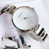 Buy Shop Calvin Klein Wavy Silver Dial Silver Steel Strap Watch for Women - K9U23146 USA Online