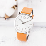 Buy Shop Calvin Klein City Quartz White Dial Light Brown Leather Strap Watch For Men - K2G21138 USA Online