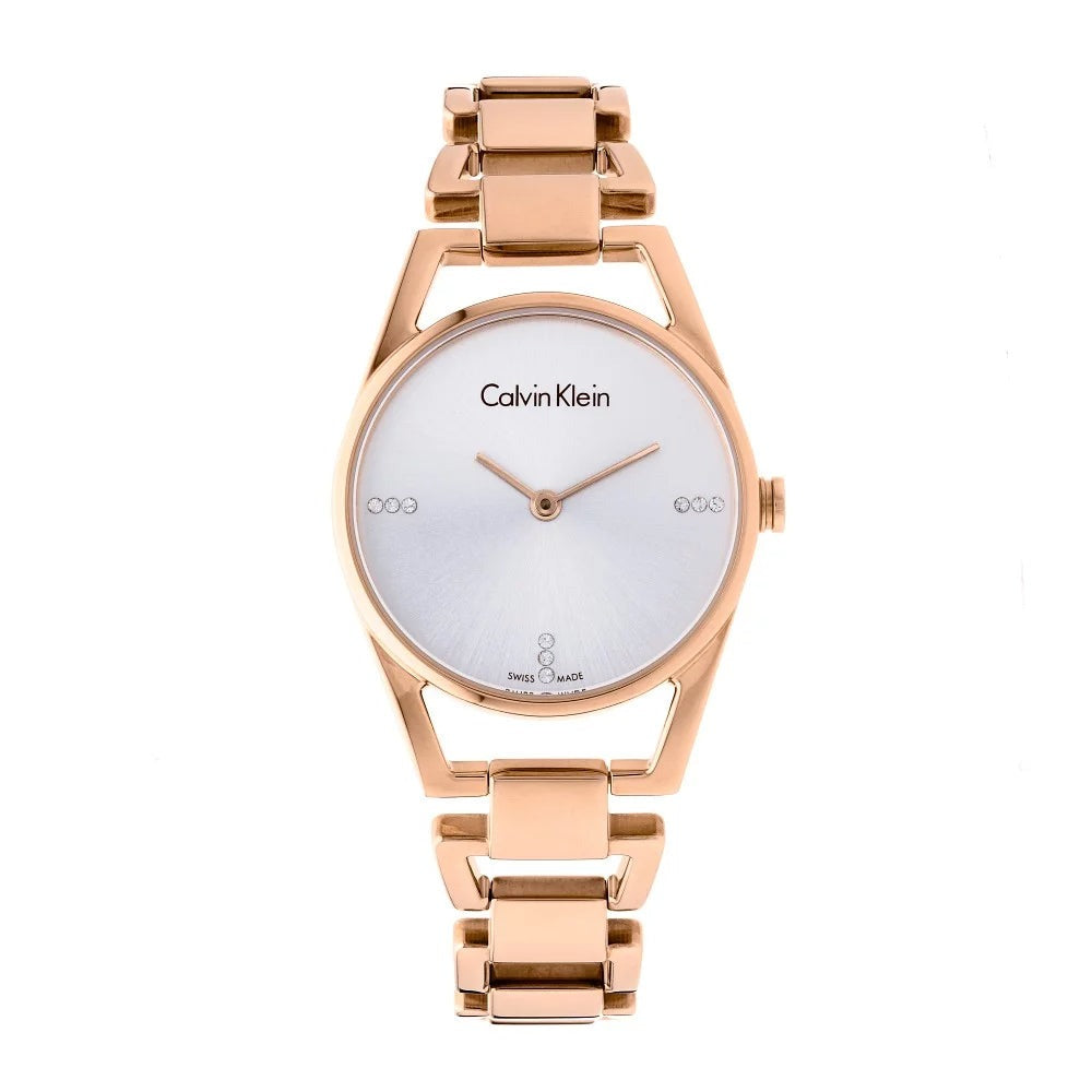 Buy Shop Calvin Klein Dainty Diamonds Silver Dial Rose Gold Steel Strap Watch for Women - K7L2364T USA Online
