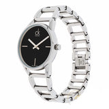 Buy Shop Calvin Klein Stately Black Dial Silver Steel Strap Watch for Women - K3G23121 USA Online