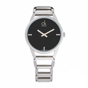 Buy Shop Calvin Klein Stately Black Dial Silver Steel Strap Watch for Women - K3G2312S USA Online