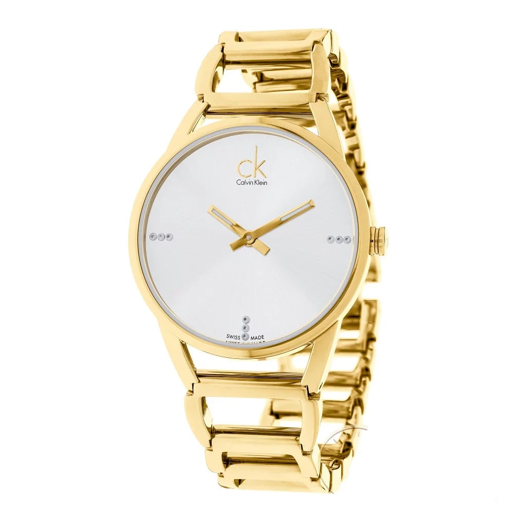 Buy Shop Calvin Klein Stately White Dial Gold Steel Strap Watch for Women - K3G2352W USA Online