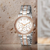 Buy Shop Guess Enchanting Diamonds Silver Dial Two Tone Steel Strap Watch for Women - W0305L3 USA Online