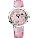 Buy Shop Cartier Ballon Bleu De Cartier Pink Dial Pink Leather Strap Watch for Women - WSBB0007 USA Online