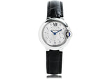 Buy Shop Cartier Ballon Bleu de Cartier Diamonds Silver Dial Black Leather Strap Watch for Women - W4BB0008 USA Online