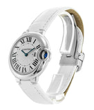 Buy Shop Cartier Ballon Bleu De Cartier Silver Dial White Leather Strap Watch for Women - W6920086 USA Online