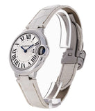 Buy Shop Cartier Ballon Bleu De Cartier Silver Dial White Leather Strap Watch for Women - W6920086 USA Online