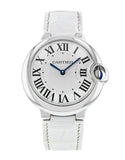 Buy Shop Cartier Ballon Bleu de Cartier Silver Dial White Leather Strap Watch for Women - W6920087 USA Online