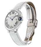 Buy Shop Cartier Ballon Bleu de Cartier Silver Dial White Leather Strap Watch for Women - W6920087 USA Online