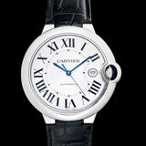 Buy Shop Cartier Ballon Bleu de Cartier Silver Dial Black Leather Strap Watch for Men - WSBB0026 USA Online