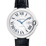 Buy Shop Cartier Ballon Bleu de Cartier Silver Dial Black Leather Strap Watch for Men - WSBB0026 USA Online