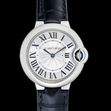 Buy Shop Cartier Ballon Bleu De Cartier Silver Dial Black Leather Strap Watch for Women - WSBB0034 USA Online