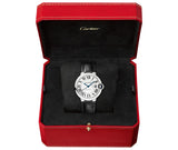 Buy Shop Cartier Ballon Bleu De Cartier Silver Dial Black Leather Strap Watch for Women - WSBB0028 USA Online