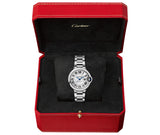 Buy Shop Cartier Ballon Bleu De Cartier Silver Dial Silver Steel Strap Watch for Women - WSBB0044 USA Online