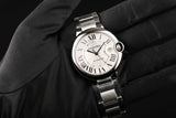 Buy Shop Cartier Ballon Bleu De Cartier Silver Dial Silver Steel Strap Watch for Men - WSBB0049 USA Online