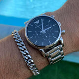 Buy Shop Emporio Armani Luigi Black Dial Silver Steel Strap Watch For Men - AR1894 USA Online