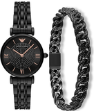 Buy Shop Emporio Armani Gianni T Bar All Black Diamond Dial Watch For Women - AR11245 USA Online