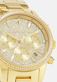 Buy Shop Michael Kors Ritz Chronograph Gold Dial Gold Steel Strap Watch For Women - MK7310 USA Online