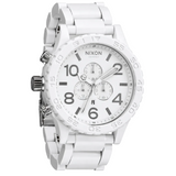 Nixon 51-30 Chronograph White Dial White Steel Strap Watch for Men - A083-1255