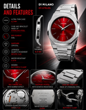 Buy Shop D1 Milano Ultra Thin Red Dial Silver Steel Strap Watch for Men - D1-UTBJ05 USA Online