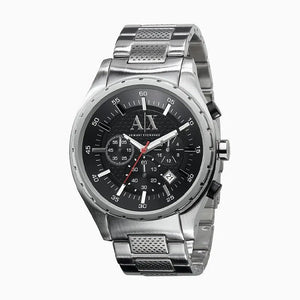 Buy Shop Armani Exchange Miami Chronograph Black Dial Silver Steel Strap Watch For Men - AX1057 USA Online