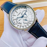 Citizen Eco Drive Calendrier White Dial Blue Leather Strap Watch For Men - BU2020-11A