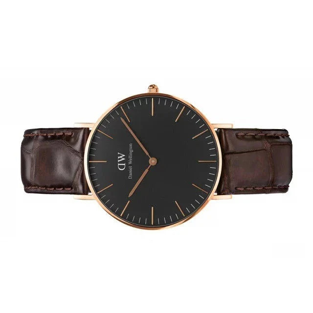 Buy Shop Daniel Wellington Classic York Black Dial Brown Leather Strap Watch For Women - DW00100140 USA Online