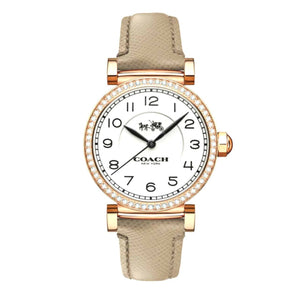 Buy Shop Coach Madison Diamonds White Dial Beige Leather Strap Watch for Women - 14503394 USA Online