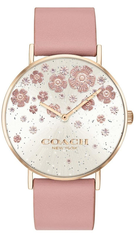 Buy Shop Coach Perry Silver Dial Pink Leather Strap Watch For Women - 14503325 USA Online