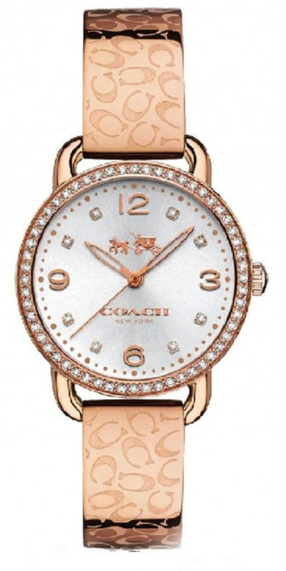 Buy Shop Coach Delancey Silver Dial Rose Gold Steel Strap Watch for Women - 14502355 USA Online