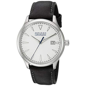 Buy Shop Movado Heritage Calendoplan White Dial Black Leather Strap Watch for Men - 3650002 USA Online