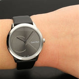Buy Shop Calvin Klein Minimal Grey Dial Black Leather Strap Watch for Men - K3M221C3 USA Online