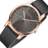 Buy Shop Calvin Klein City Quartz Grey Dial Black Leather Strap Watch for Men - K2G2G6C3 USA Online