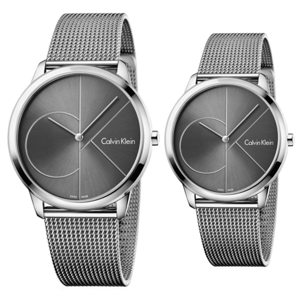 Buy Shop Calvin Klein Minimal Black Dial Silver Mesh Bracelet Watch for Women - K3M22123 USA Online