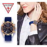 Buy Shop Guess Analog Quartz Blue Dial Blue Rubber Strap Watch For Women - W0562L3 USA Online